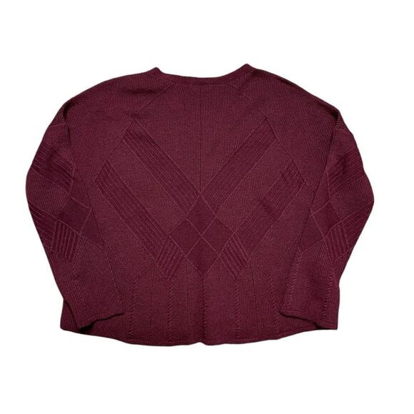 SMARTWOOL Shadow Pine Cable V-Neck Sweater Maroon Size Medium - Picture 4 of 6
